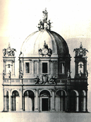 (Ecclesia triumphans) Проект церкви в амфитеатре Флавия в Риме. Автор Карло Фонтана. 1697 г. (проект не осуществлен)