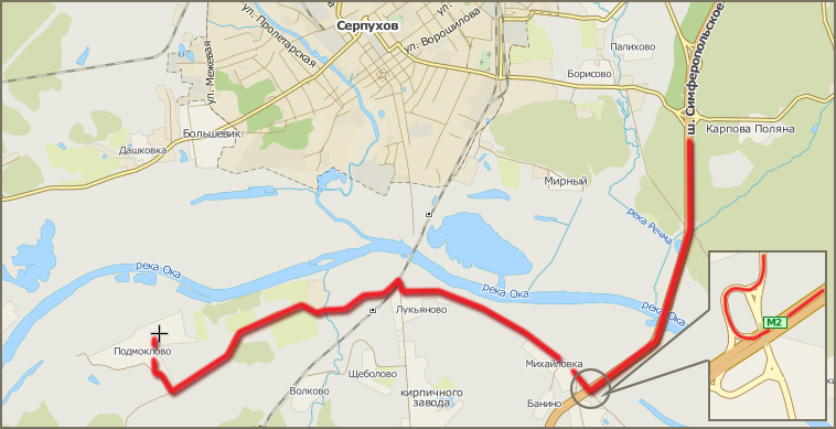 Карта проезда до Храма Рождества Богородицы в с.Подмоклово